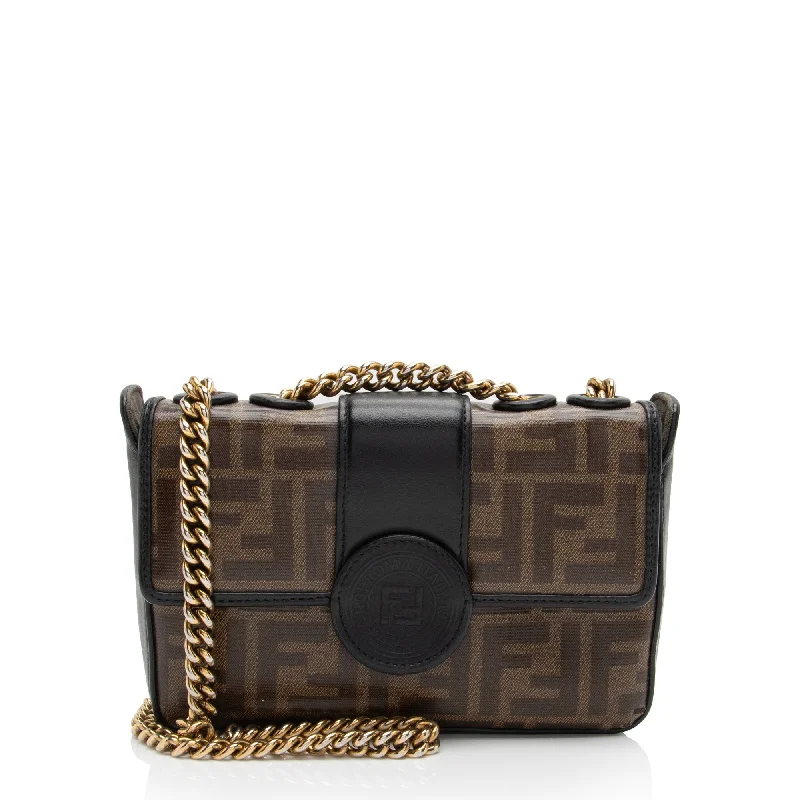 Fendi FF Spalmati 1974 Double F Mini Shoulder Bag (SHF-dtq1XP)