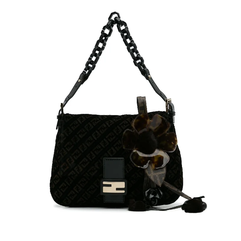 Fendi Zucchino Velvet Mamma Chain Shoulder Bag (SHG-c9W5EP)