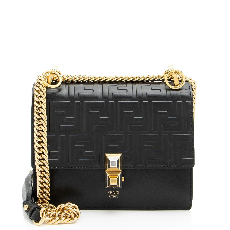 Fendi FF Embossed Calfskin Kan I Small Shoulder Bag (SHF-V5TTUT)