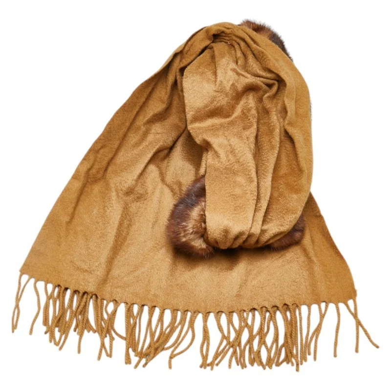 FENDI scarf brown cashmere fur women's