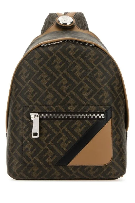 Fendi Men Multicolor Canvas And Leather Small Fendi Chiodo Diagonal Backpack