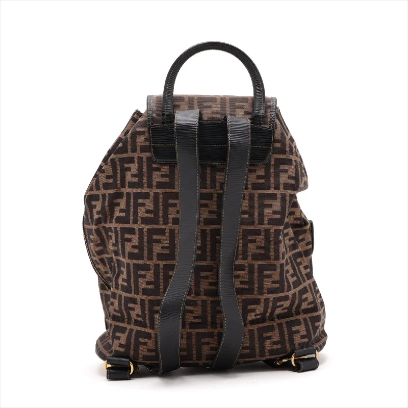 Fendi Zucca Canvas  Leather Backpack/Rack Brown Fence