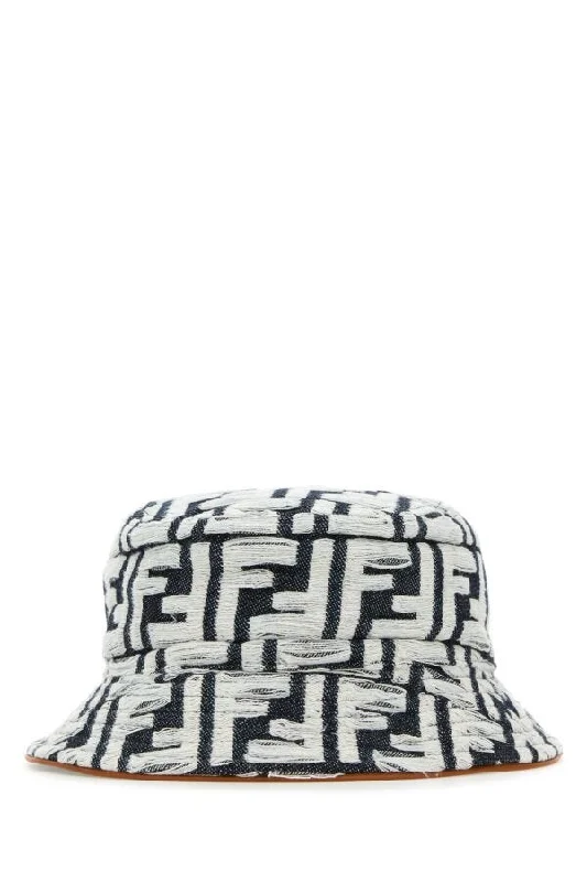 Fendi Man Embroidered Denim Bucket Hat